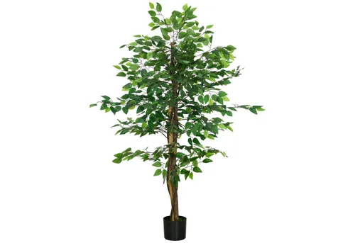 Kunstpflanze Ficusbaum Kunstpflanze, naturgetreu, 150 cm hoch, mit Topf, Novzep