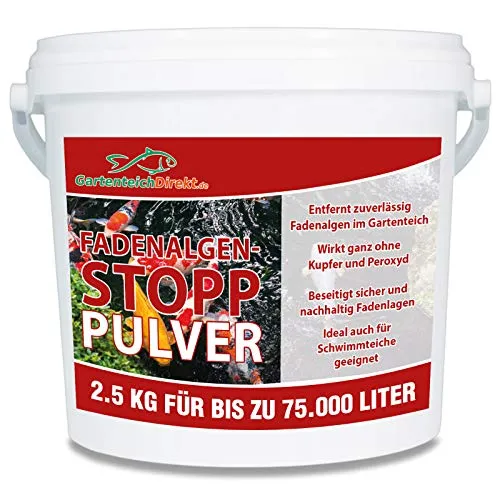 Gartenteich-Direkt Fadenalgen-Stopp Pulver (Algenmittel, Entferner, Fadenalgenvernichter und Fadenalgenentferner für den Gartenteich), Größe:2.5 kg
