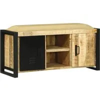 vidaXL Bankschrank 100x35x50 cm aus grobem Mangoholz - Sitzbank mit Stauraum, gefertigt aus robustem Mangoholz und Metallrahmen. Ideal für Flure, bietet bequemen Sitz und optimalen Platz für kleine Dinge.