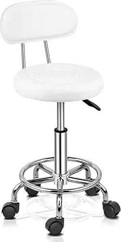 TactFire Ergonomischer Rollhocker mit Rückenlehne – Höhenverstellbar und 360° drehbar für Büro und Salon