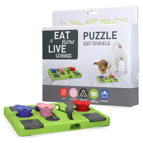 Eat Slow Live Longer Puzzle Rechteck Intelligenzspielzeug für Hunde 26x25 cm