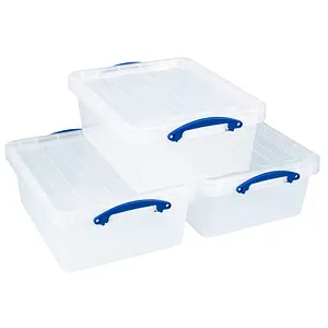 Really Useful Box Aufbewahrungsboxen 3x 23,5 l - Lagerboxen mit 3 transparenten Boxen, ideal für vielseitige Aufbewahrung. Robustes, temperaturbeständiges Material und stapelbar für optimalen Stauraum.