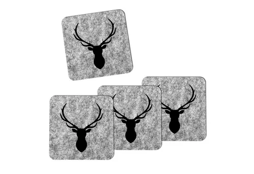 Camolo Glasuntersetzer Filz Untersetzer Motiv Hirsch, 4-tlg.