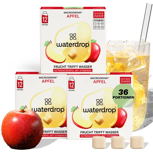 waterdrop® Microdrink Apfel - Zuckerfreier Durstlöscher - Getränkesirupe & Konzentrate, kalorienfrei und mit wertvollen Vitaminen, verwandelt dein Wasser in ein fruchtig erfrischendes Getränk - ideal für unterwegs!