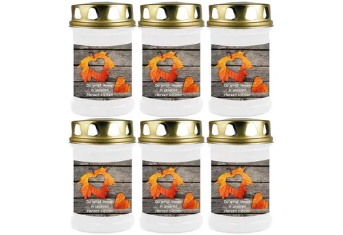 HS Candle Grabkerze mit Motiv Brenndauer 48h (6-tlg), Ø7xH14,5 cm, Grabkerze mit Motiv im 1er, 3er, 6er, 9er Pack