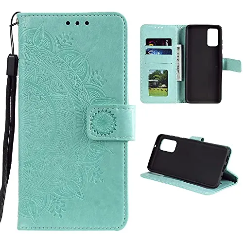 CoverKingz Handy Hülle kompatibel mit Xiaomi Mi 11i/Poco F3 - Handyhülle mit Kartenfach Bookcover Case - Handy Tasche klappbar Motiv Mandala Grün