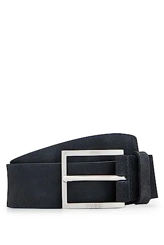 HUGO Herren Gürtel Mirto Sz35 aus Veloursleder mit Logo-Gravur - Eleganter Gürtel aus Veloursleder mit gebürsteten Details und Logo-Gravur. Ideal für stilvolle Outfits und den täglichen Gebrauch.