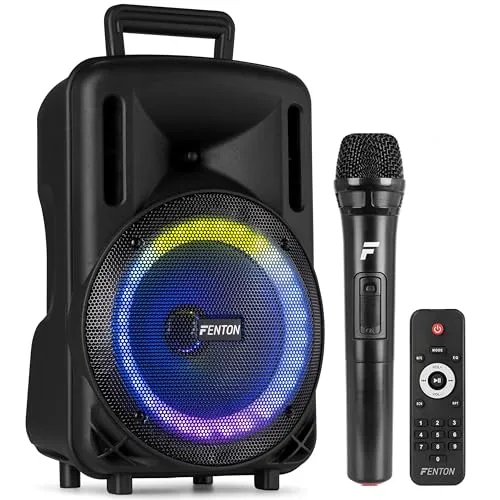 Fenton FT08LED MK2, Party Box Bluetooth Lautsprecher 300W, Musikbox Bluetooth Groß, 8