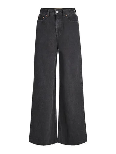 JACK & JONES Damen JXTOKYO Wide RH HW Jeans R6054 - Stylische Black Denim Jeans mit weitem Beinschnitt und offenem Saum, ideal für lässige Outfits und maximalen Komfort.