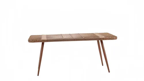 Beiger Luxus Rattan Couchtisch - Moderner Kaffeetisch - Stylischer Couchtisch aus hochwertigem Rattan, ideal für bis zu 2 Personen. Maße: 160 x 90 x 75 cm. Perfekt für Terrasse oder Balkon, mit 2 Jahren Herstellergarantie.