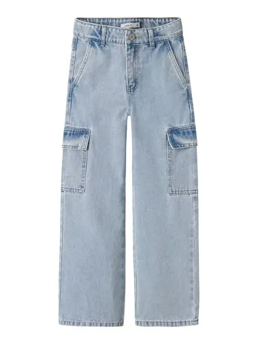 Name It Weite Jeans NKFrose - Hellblaue Kinderhose Größe 158 - Kinderhosen aus 80% Baumwolle für hohen Tragekomfort, lässiger Schnitt und ideal für Freizeitaktivitäten.