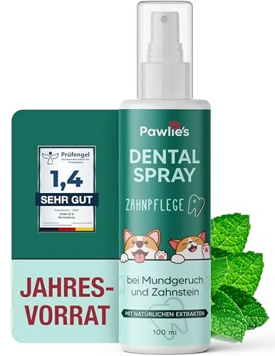 Produktbild Pawlie’s Dentalspray für Hunde & Katzen [Jahresvorrat] – Zahnpflegespray gegen Mundgeruch & Zahnstein
