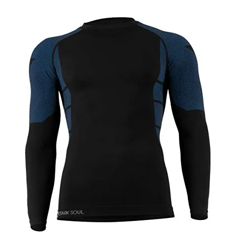 STARK SOUL Herren Ski Funktionswäsche, Outdoor Unterwäsche (L/XL Hemd blau/schwarz)