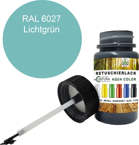 Reparaturlack Lackstift RAL Lack Pinselflasche 50ml. Farbe Holz Metall Möbel Auto Bad Retuschierlack - RAL 6027 Lichtgrün