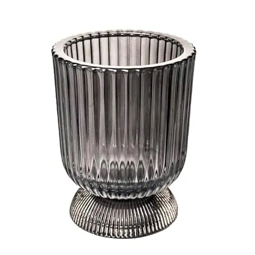 Teelichthalter aus Glas Goblet 11,5cm. Teelichtglas Windlicht Kerzenhalter Kerzenglas Tischdeko für Zuhause (Anthrazit)