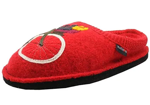 HAFLINGER Damen Hausschuhe Flair Radl 313060 - Rot, Größe 40 EU - Damen-Hausschuhe aus hochwertiger Wolle, atmungsaktiv und ideal für gemütliche Abende zu Hause