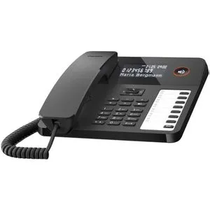Gigaset DESK 600 Telefon, schnurgebunden, schwarz - Festnetztelefon mit platzsparendem Design, großem LC-Display und 7 Direktwahltasten. Ideal für Telefonanlagen und mit Freisprechfunktion für komfortable Gespräche.
