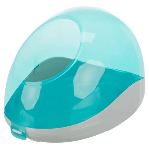 TRIXIE Sandbad für Degus und Chinchillas - Kunststoff 27 x 18 x 16 cm, ideal zur Krallen- und Körperpflege in grau-türkis