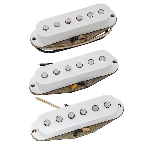 The Revival Pickups RPS2 Grey Bottomed Blues Vintage Alnico 5 Single Coil Tonabnehmer Set für Strat Style E-Gitarre, Weiß