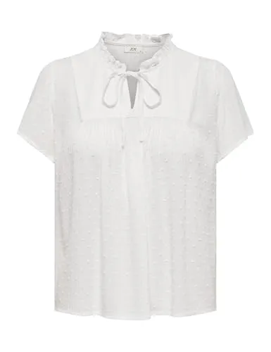 JDY Damen Top Oberteil Rundhals V-Ausschnitt Bluse mit Schleifendetails, Größe: 42, Farbe: Weiß - Stylisches Damenoberteil mit elegantem V-Ausschnitt und verspielten Schleifendetails. Der lockere Schnitt sorgt für hohen Tragekomfort, ideal für warme Tage. Ein Must-Have für jede Garderobe! Kategorie: Shirts & Tops.