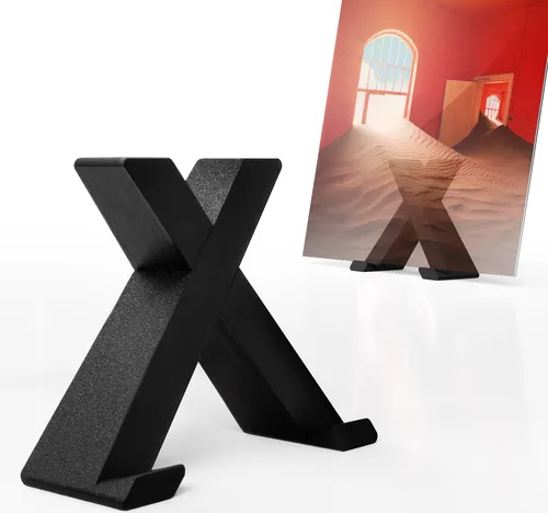 LP Vinyl Ständer Schallplatten Halterung X-förmiger Tischhalter Minimalistische Halterung für LP-Cover Schwarz