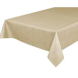 Beautex Tischdecke Wachstuchtischdecke, Leinen beige, abwischbar Wachstuch Tischdecke (1-tlg) beige|braun Rund | 100 cm x 100 cm
