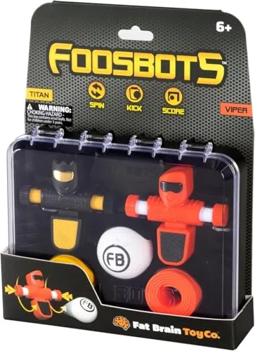 TOMY Fat Brain Toys Foosbots 2er-Pack – Rasantes Tischfußballspiel für 2 Spieler - Vollständiges Fußballspiel-Set mit 2 Foosbots und Ball für Kinder ab 6 Jahren; fördert aktives Spielen und Kreativität bei spannenden Matches.