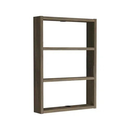 HowHomely Hängeregal Küche Holz Eiche | 3-stufiges Wandregal 60x43x9 cm