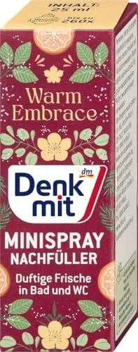 Denkmit Lufterfrischer Mini-Spray, Ocean Fresh, Starter-Set mit Halter, Spray-Form, 25 ml, Parfüm-Alkohol-Formel, 260 Sprühstöße (Warm Embrace)