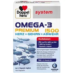 Doppelherz system Omega-3 Premium 1500 - 120 Kapseln, rezeptfrei und unterstützt Herzgesundheit