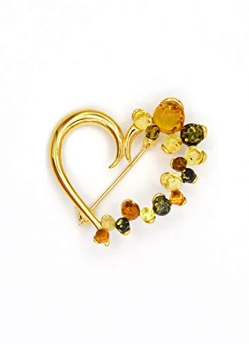 MyBer® Brosche Bernsteinbrosche Bernstein Schmuck Damen silber Vergoldetes Silber PMBER12_GOLD
