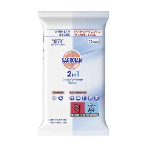 Sagrotan Desinfektionsmittel Tücher 2-in-1 40 Stück 1125500