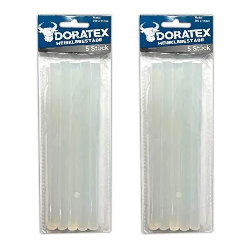 Doratex 10 Stück Heißklebestäbe für Heißklebepistole Ø11mm Transparent