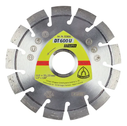 Klingspor Diamanttrennscheibe DT/SUPRA/DT600U/S 115 x 2,4 x 22,23 - Hochwertige Trennscheibe für präzises Schneiden von Stein und Beton, ideal für Profis und Heimwerker.