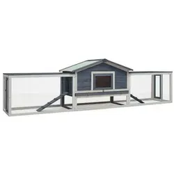 vidaXL Kaninchenstall Grau 310x70x87 cm - Hochwertiges Holz für Kleintiere - Hochwertiger Kaninchenstall aus massivem Kiefer- und Tannenholz, ideal für die artgerechte Haltung kleiner Haustiere. Mit zwei Ebenen und leicht zu reinigendem Schubfach für optimalen Komfort und Sicherheit.