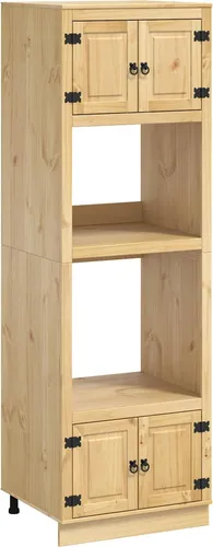 vidaXL Schrank SKI Honigbraun 66 x 58 x 207 cm - Moderner Küchenschrank aus massivem Kiefernholz, bietet eleganten Stauraum für Geschirr und Deko. Ideal für ein aufgeräumtes Zuhause mit natürlichem Charme und praktischer Funktionalität.