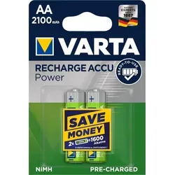 VARTA Rechargeable Akku AA Mignon 2er 2100mAh (Entladeschutz) - Bunt