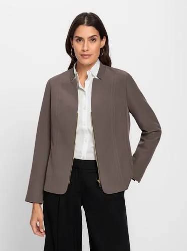 Witt Blusenblazer Langarm Blazer in Dunkeltaupe Größe 38 - Modischer Blusenblazer mit Stehkragen und praktischen Taschen. Aus komfortablem Material, ideal für jeden Anlass und leicht zu pflegen.