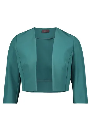 Vera Mont Bolerojacke - Elegante Kellerfalten-Jacke in Dunkelgrün - Strickjacke in taillierter Passform mit 3/4-Ärmeln und V-Ausschnitt, ideal für festliche Anlässe oder elegante Outfits.