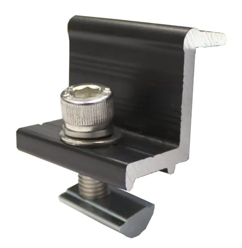 Zenit Energy GmbH Halterung Endklemme 35 mm Alu schwarz eloxiert M8 Schraube & Nutenstein-, (Set, 2-tlg., Praktisches Bauteil für die sichere Befestigung von PV-Modulen)
