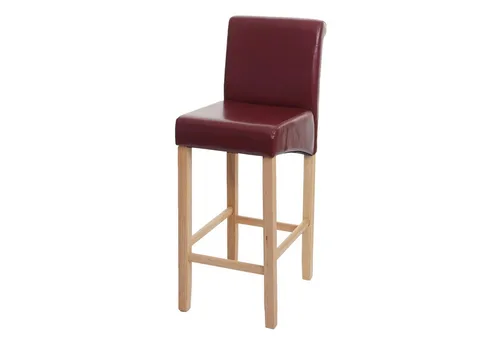 PROREGAL Gepolsterter Barhocker mit Lehne 75cm Rot-Braun