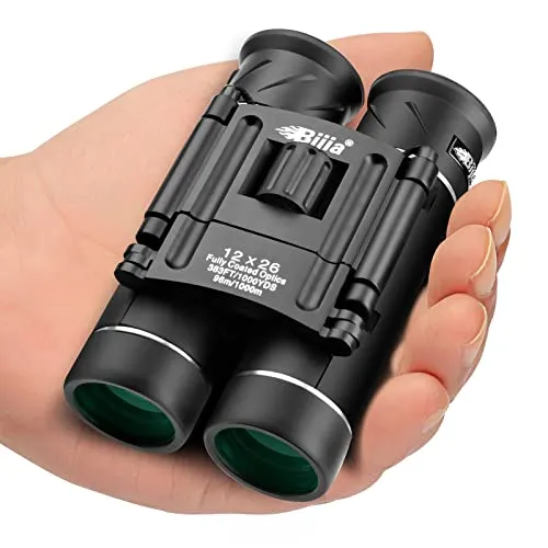 BIJIA 12x26 HD Fernglas für Erwachsene und Kinder, Mini Kompakte Ferngläser Klein für Vogelbeobachtung, Reisen Sightseeing Jagd Konzert Outdoor BAK4, FMC grüner Film
