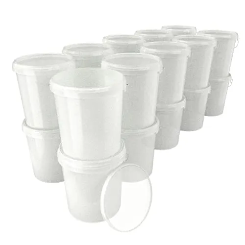 20x Eimer mit Deckel 16 Liter Transparent in weiß von FixedByU