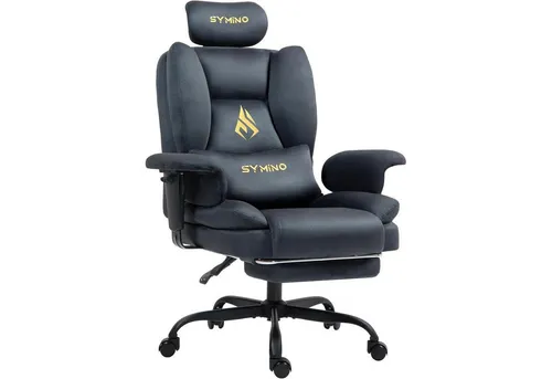 LuxusKollektion Gaming-Stuhl mit Fußstütze – Ergonomischer Bürostuhl in Wildlederimitat Grau