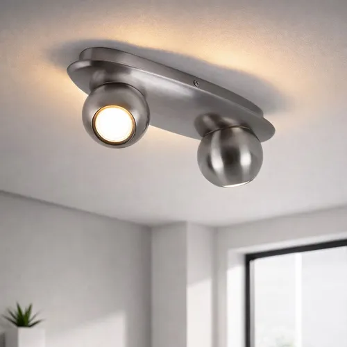 Luxus Decken Lampe Wohn Ess Zimmer Spot Leuchte silber Kugel Strahler beweglich