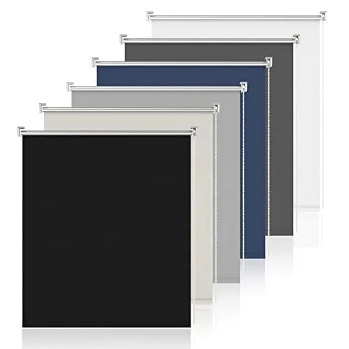 Verdunkelungsrollo Klemmrollos für Fenster Schwarz B60 x H160cm-Stoffbreite 55cm Thermorollo Sichtschutz Sonnenschutz Fenster Rollo innen ohne Bohren