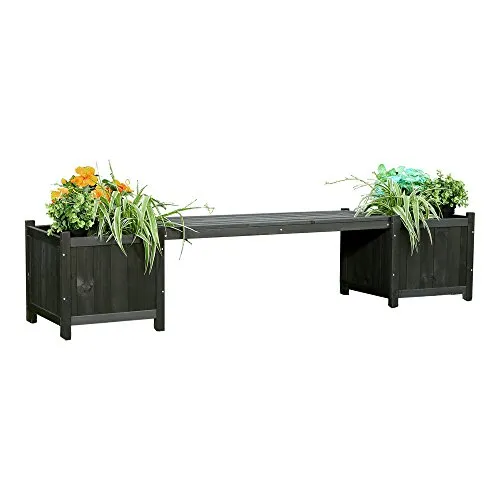 Melko Gartenbank 2 sitzer Holzbank 180 cm mit Pflanzkasten Holz Sitzbank Garten für Aussen