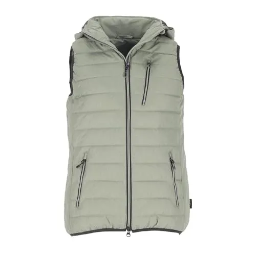 Blue Wave Damen Steppweste Nathalie mit abnehmbarer Kapuze - Gesteppte Weste in Melange-Optik in Schilf Größe 52