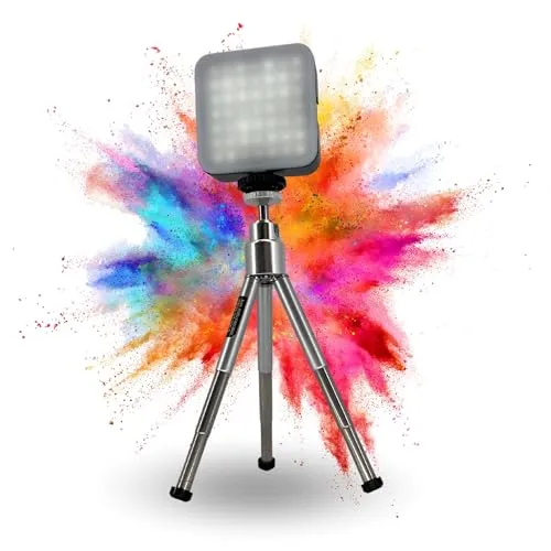 Premium Videoleuchte mit Stativ - 49 LED Softlight - Vielseitige LED-Videoleuchte für professionelle Aufnahmen, tragbar und höhenverstellbar. Ideal für Studio- und Outdoor-Einsätze.