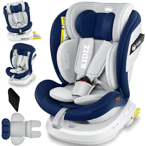 KIDIZ® Kindersitz 360° drehbar - Kindersitz der Gruppe 0/1/2/3, drehbar und sicher mit Isofix, Top Tether und 5-Punkt-Gurt. Ideal für Kinder von Geburt bis 36 kg, bietet höchsten Komfort und Sicherheit.